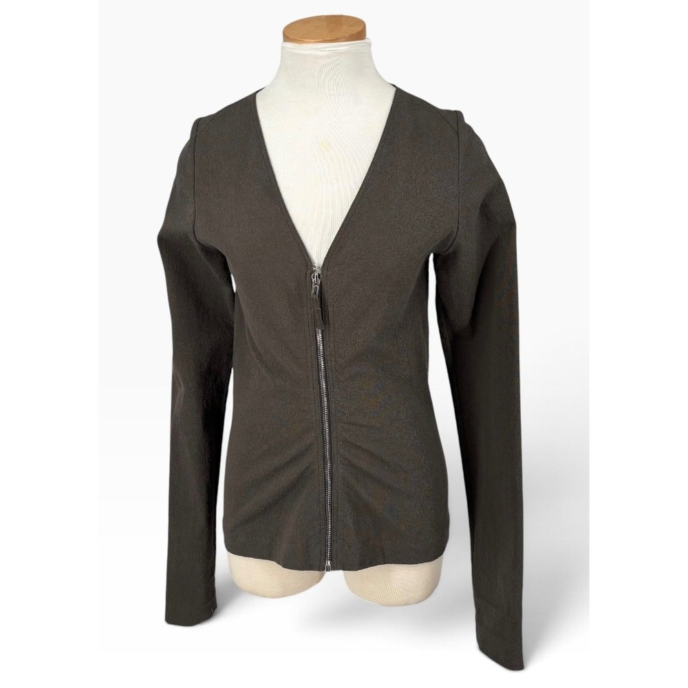 Rick Owens Stretch Full Zip Cardigan Women L Dark Dust Brown Excellent Sisyphus